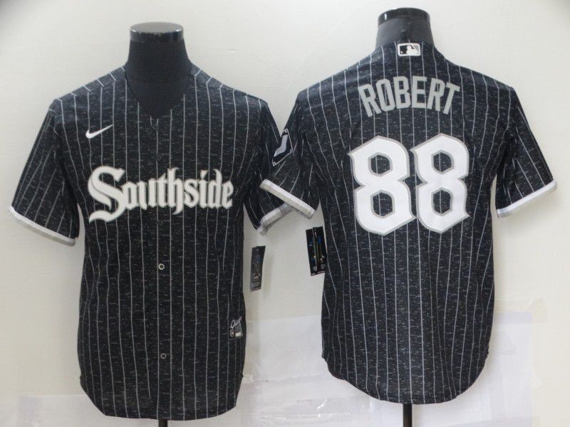 Men Chicago White Sox 88 Robert City Edition Black Game Nike 2021 MLB Jerseys